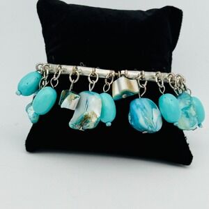 Turquoise Shell Charm Bracelet‎ Vintage Style Seashell Dangle Turquoise Tone